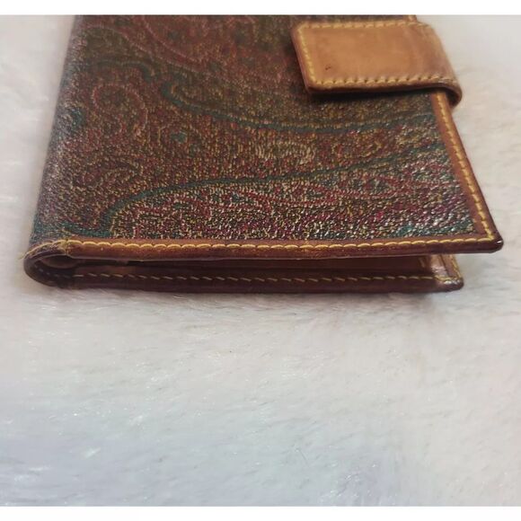Etro (Authentic) Paisley Print Coated Canvas & Leather Trim Bi-fold Wallet, GUC - Picture 4 of 12